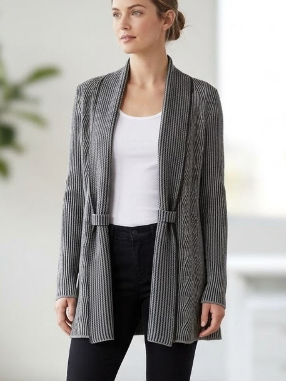 Croft & Barrow Striped Open Cardigan S Cozy Layering Classic